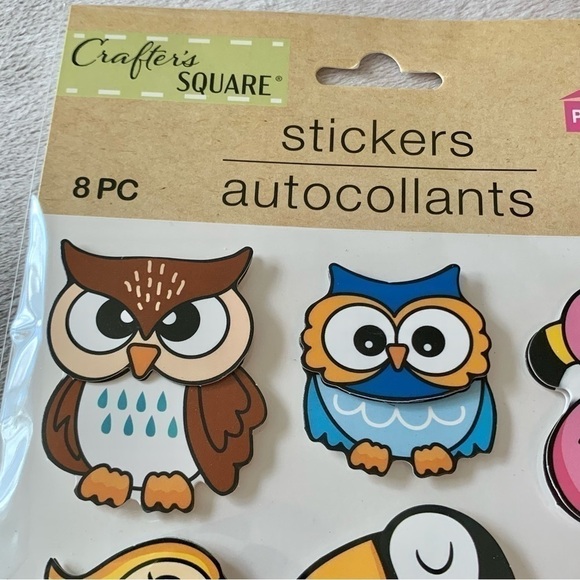 Crafter’s Square Colorful Pop Up Stickers Trio Package Set Sloth Llama Birds - Picture 3 of 15